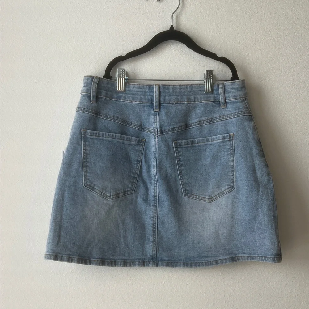 1. State Light Blue A-Line Denim Skirt - Picture 3 of 5